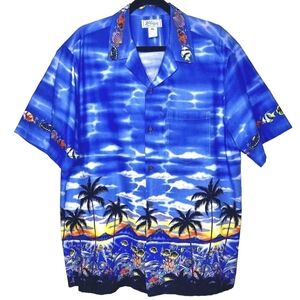 Vintage Kole Kole Mens Made in Hawaii XL Beach Ocean Print Button Up Shirt